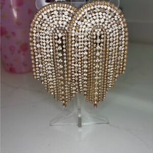 Feed Me Gems/Hair Candy By Han Jumbo Elegant Gold and Silver Dangle Earrings